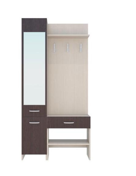 Прихожая Домино-2 Венге/Дуб Молочный (Ш-950 × В-1950 × Г-350 мм)