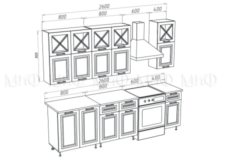 Кухонный Гарнитур Кармен New  №4 МДФ 2000 мм (Высота верхних ящиков 900 мм)