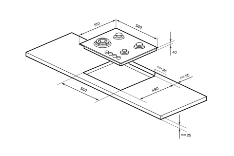 Газовая варочная панель MILLEN MGHG 601 BL