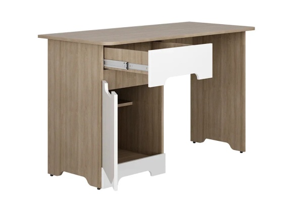 Стол письменный Палермо-3 Юниор ясень шимо светлый / белый глянец