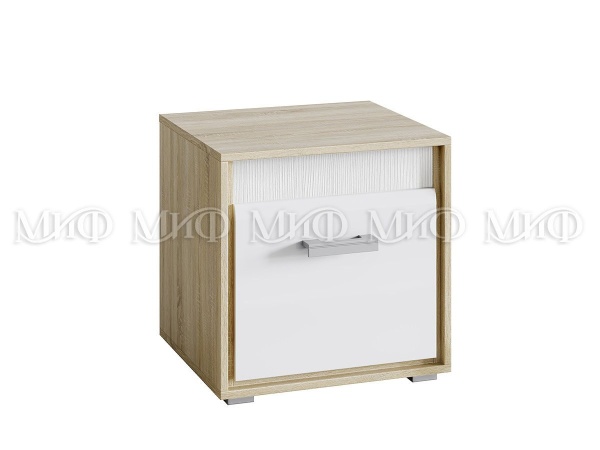 Тумба Прикроватная Формула МДФ - 2 шт Сонома/Белый Глянец (Ш-500 мм x В-506 мм x Г-464 мм)