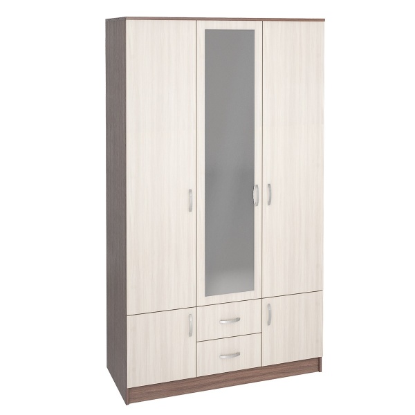 Шкаф Рига 3-х Створчатый с Зеркалом ШК-3/Разные Цвета (Ш-1200 х В-2120 х Г-520 мм)