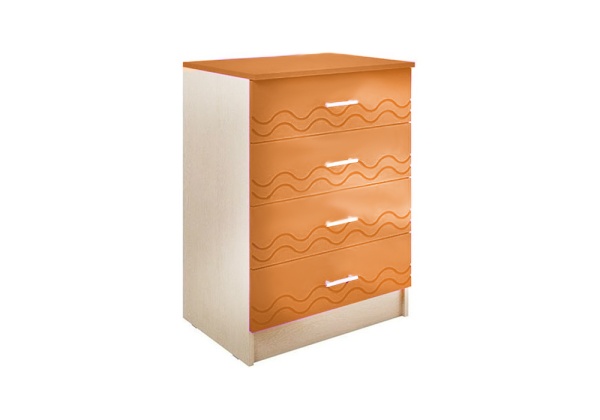 Комод Юниор-2 оранжевый металлик / дуб беленый