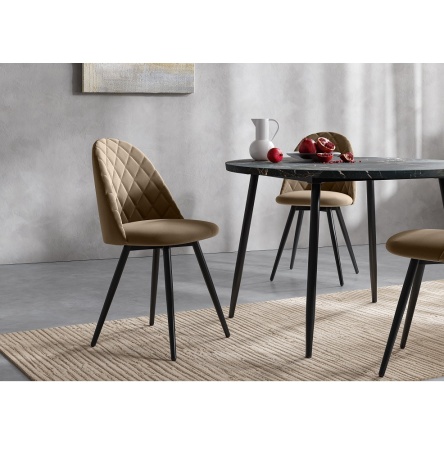 Комплект стульев Диор (2 шт), черный велюр бежевый